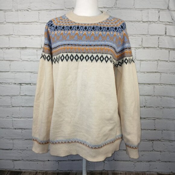 VINTAGE GEOMETRIC PATTERN PULLOVER CREW NECK SWEATER WOMENS LARGE - Picture 3 of 8